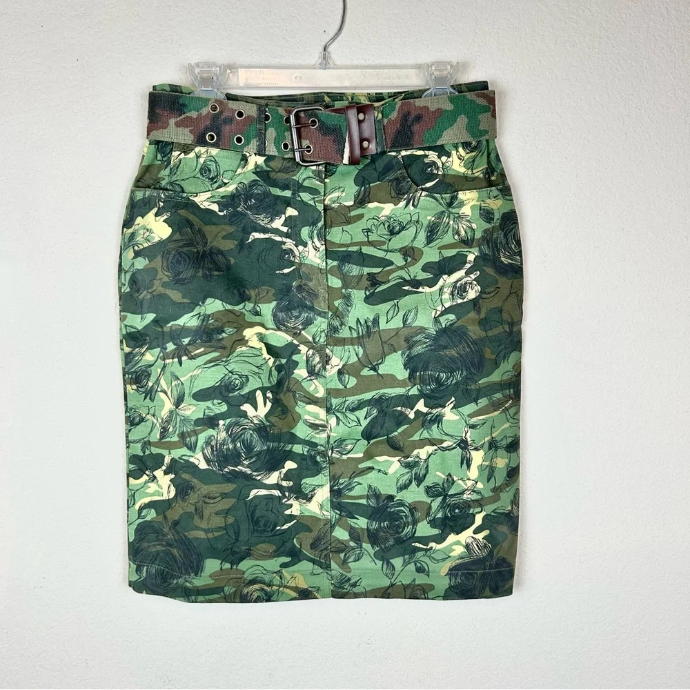 Mesmerize Camo & Floral Jean Pencil Skirt - Picture 1 of 7